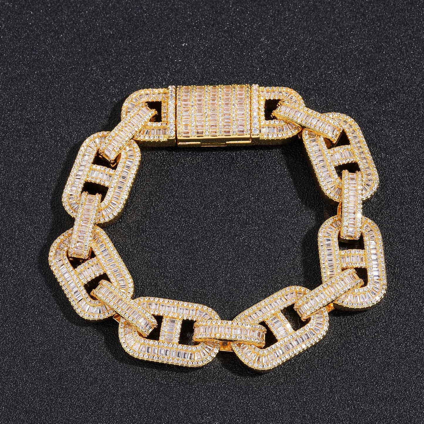 Hip Hop Square Cuban Link Cubic Zirconia Bracelet for Men