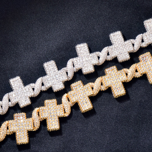 Unisex Iced Out Cross Chain Necklace
