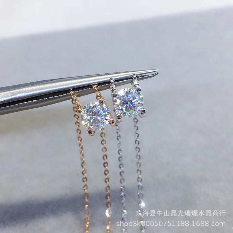 Moissanite Pendant Necklace Round Solitaire Chain Necklace 1 Carat 1.5 Carat 2 Carat product image
