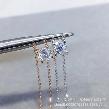 Moissanite Pendant Necklace Round Solitaire Chain Necklace 1 Carat 1.5 Carat 2 Carat