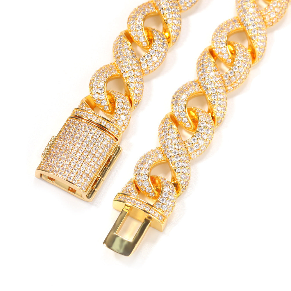 Unisex Iced Cuban Link Necklace with Cubic Zirconia in Gold or Silver Tone product image