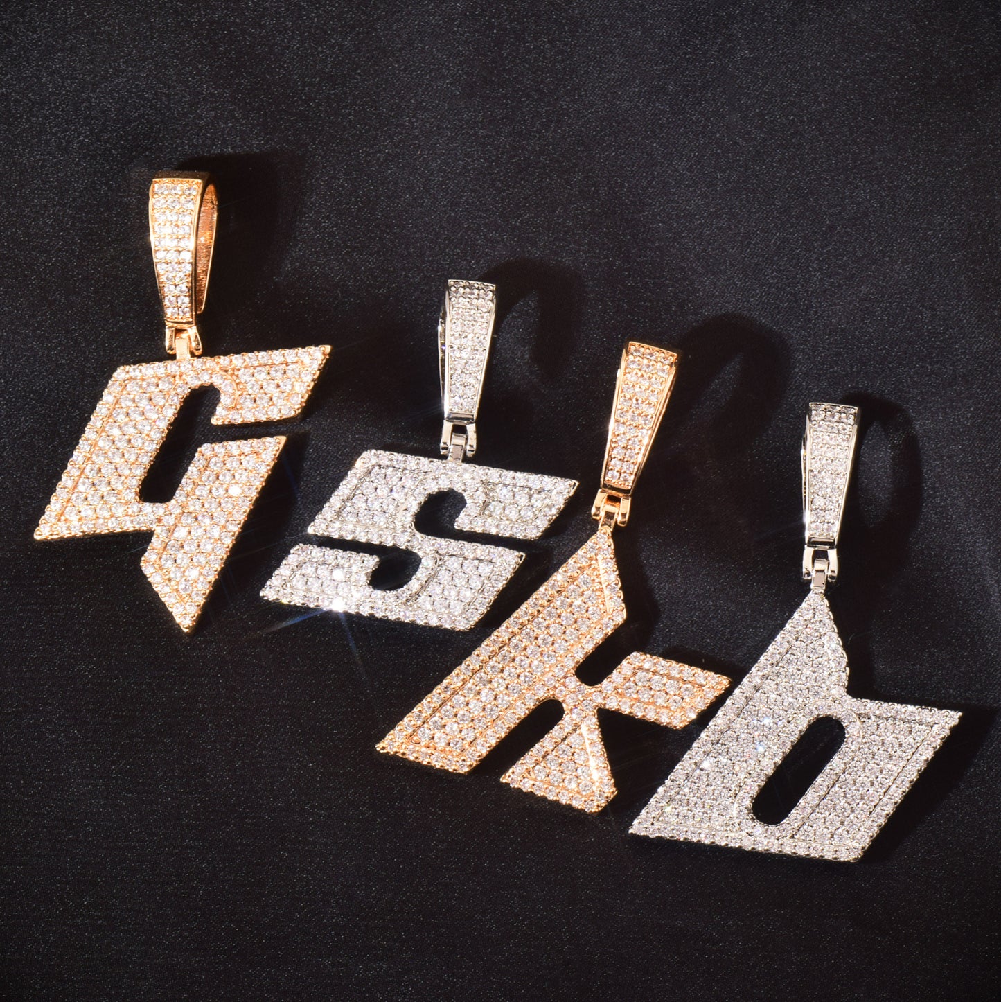 Unisex Iced Out Letter Pendant Necklace
