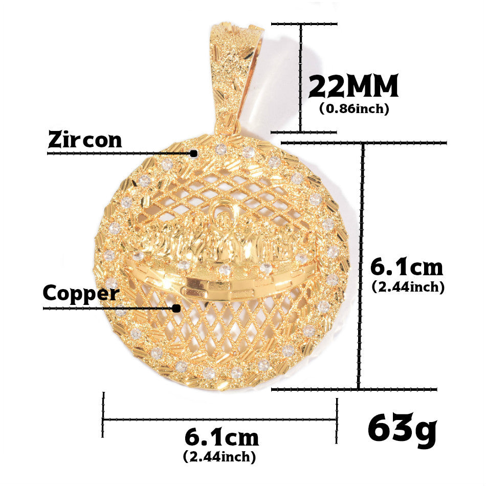 Unisex Basketball Hoop Hip Hop Pendant Necklace