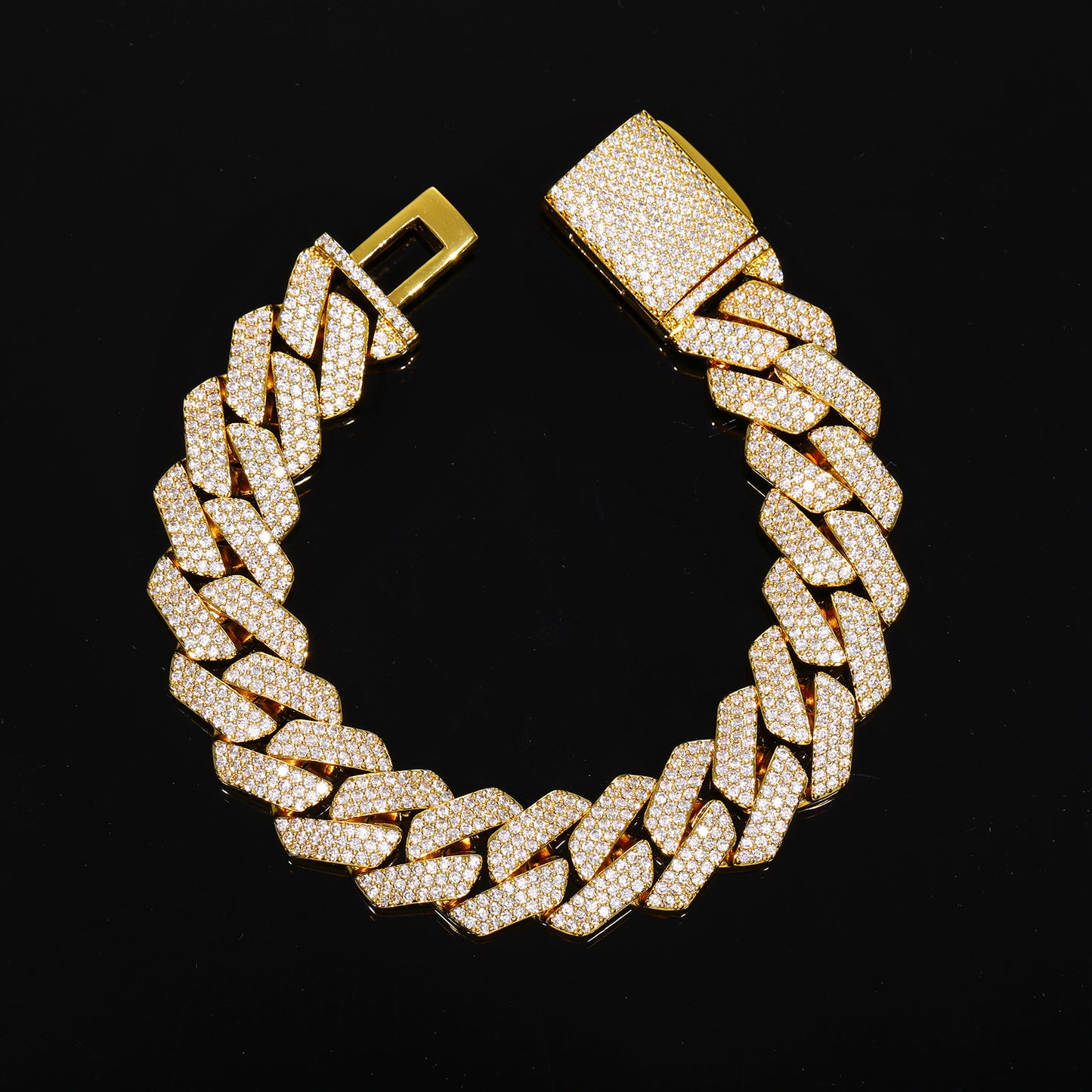 Iced Out Moissanite Cuban Link Bracelet for Men and Women - 16mm Diamond Shape Statement Chain product image