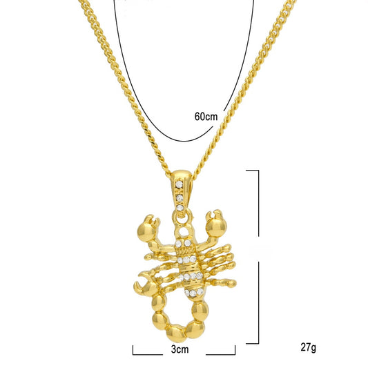 Iced Scorpion Pendant Necklace for Women and Men – Hip Hop Statement Animal Charm Chain in Gold or Silver Tone