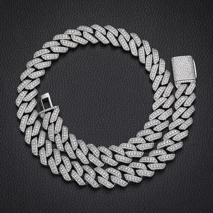 Iced Out 15mm Triple Row Cuban Link Chain Necklace for Men & Women