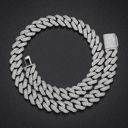Iced Out 15mm Triple Row Cuban Link Chain Necklace for Men & Women alternate product image