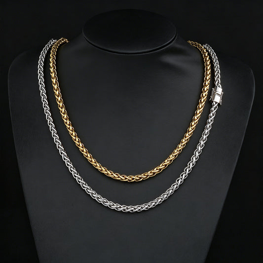 6 mm Polished Wheat Link Hip Hop Necklace or Bracelet with Stainless steel Base - CHA487 alternate product image