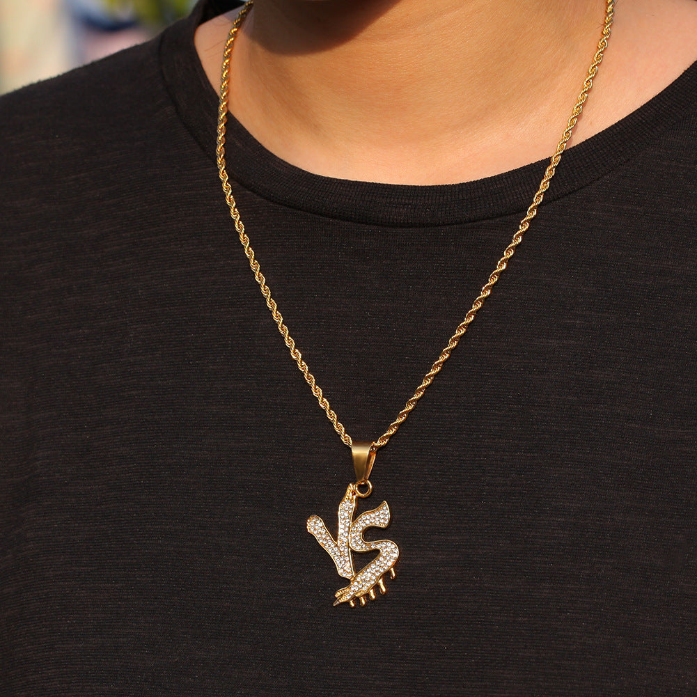 Iced Shark Pendant Necklace for Women and Men - Gold Tone Stainless Steel Cubic Zirconia Hip Hop Statement Chain