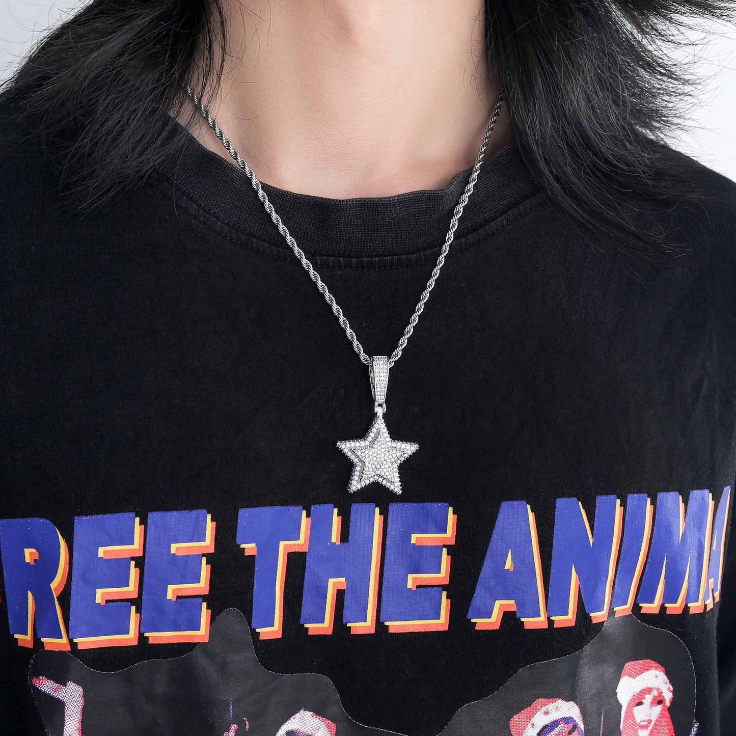Hip Hop Star Copper Pendant Necklace for Men and Women