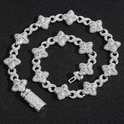 Hip Hop Diamond Shape Cuban Link Cubic Zirconia Necklace for Men