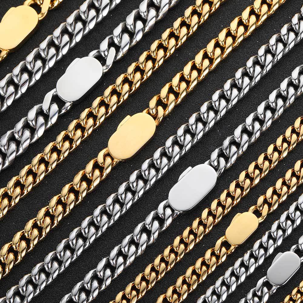 6-12 mm Polished Rounded Cuban Hip Hop Necklace with Stainless steel Base - CHA030 product image