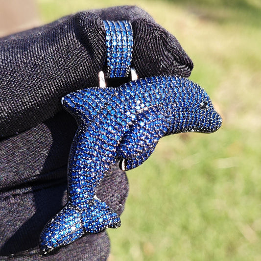 Iced Out Dolphin Pendant Necklace
