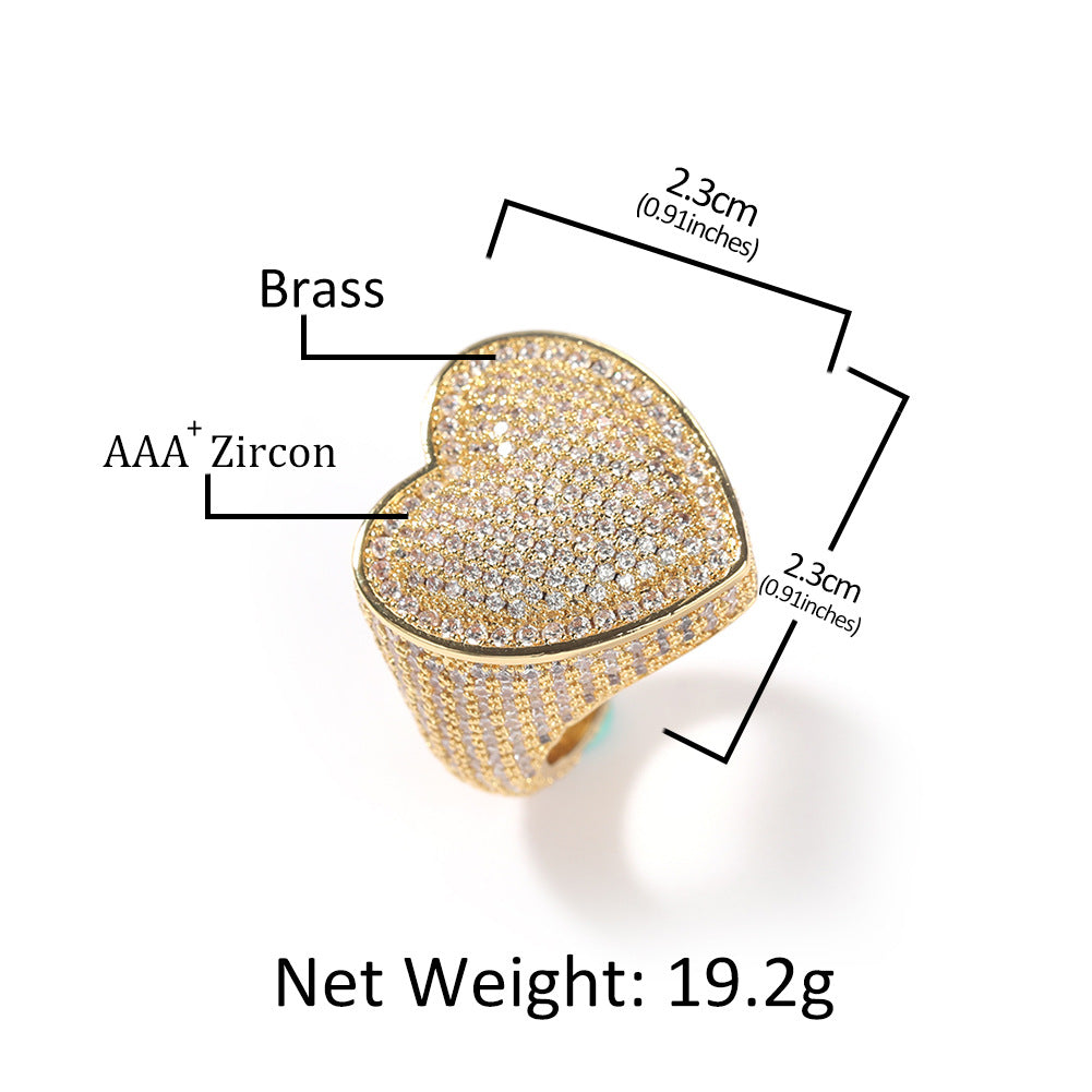 Unisex Heart Cubic Zirconia Statement Ring in Gold or Silver Tone product image
