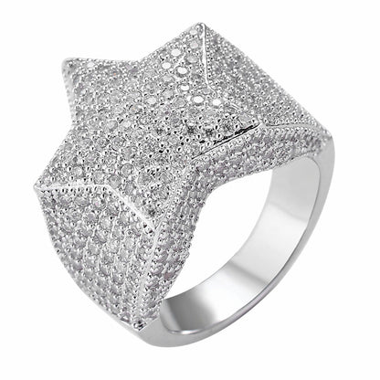 Light Luxury Star Copper Ring for Men and Women