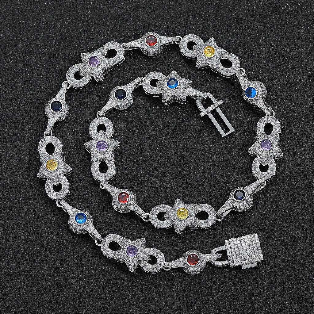 Hip Hop Star Eye Round Cubic Zirconia Necklace for Men