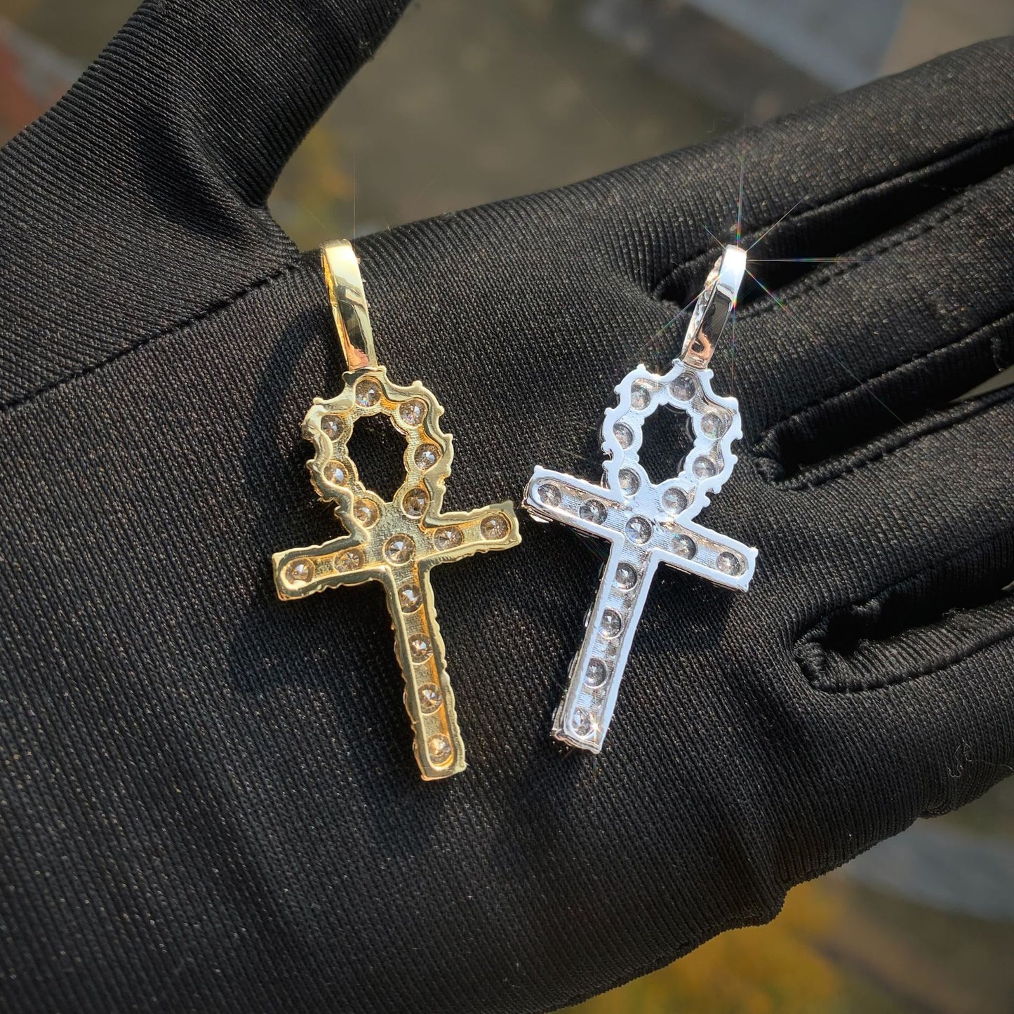 Iced Out Cross Pendant Necklace Unisex Hip Hop Statement Jewelry