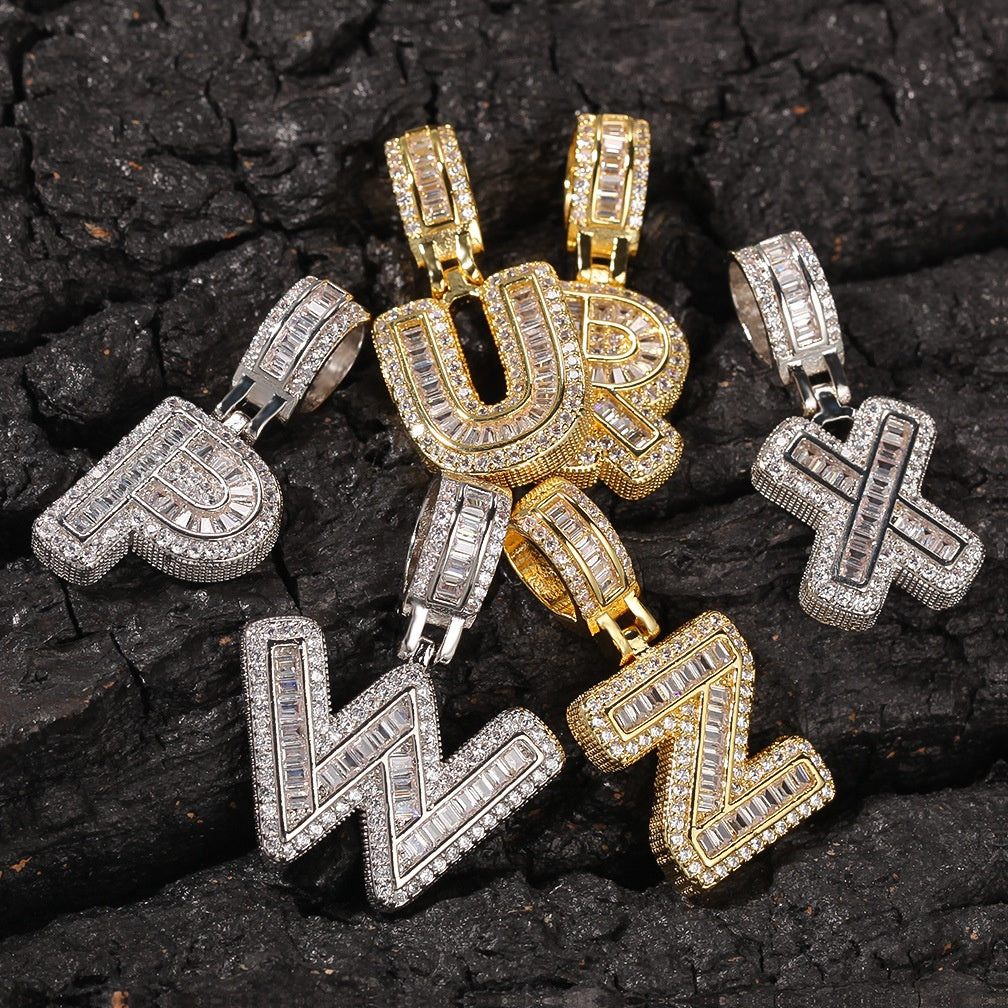 Initial CZ pendant charms in gold and silver tone finish product image