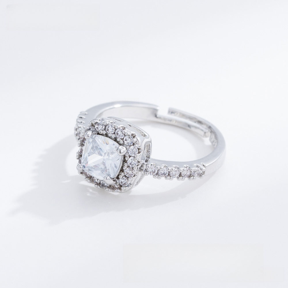 Elegant Cushion Halo Statement Ring for Women with Sparkly Luxe Finish