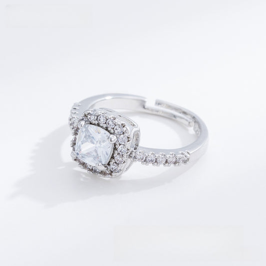 Elegant Cushion Halo Statement Ring for Women with Sparkly Luxe Finish