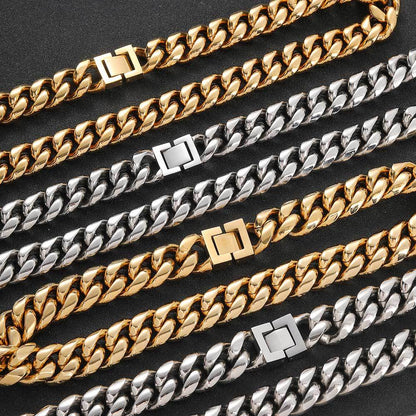 14-18 mm Polished Cuban Hip Hop Necklace or Bracelet with Stainless steel Base - CHA110