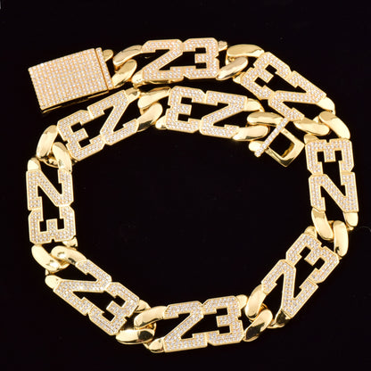 Iced Out Number Chain Necklace for Unisex