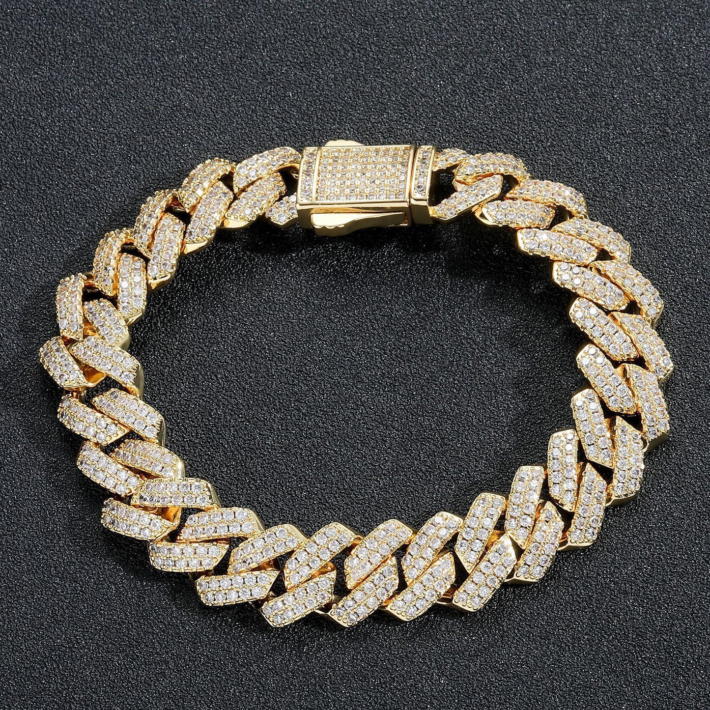Hip Hop Light Luxury Cuban Link Cubic Zirconia Bracelet for Men