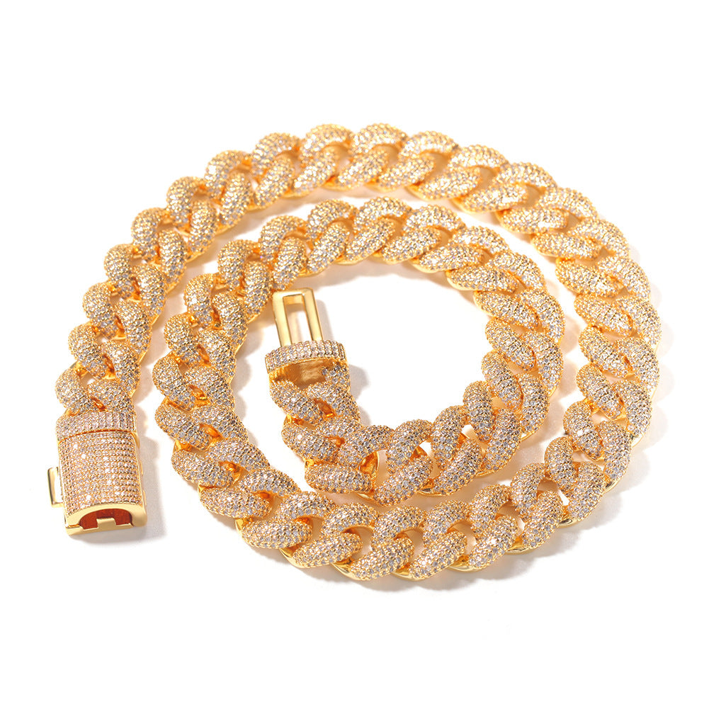 Iced Out Cuban Link Chain Necklace for Women & Men – Gold Plated or Silver Plated Cubic Zirconia Statement Pendant Chain