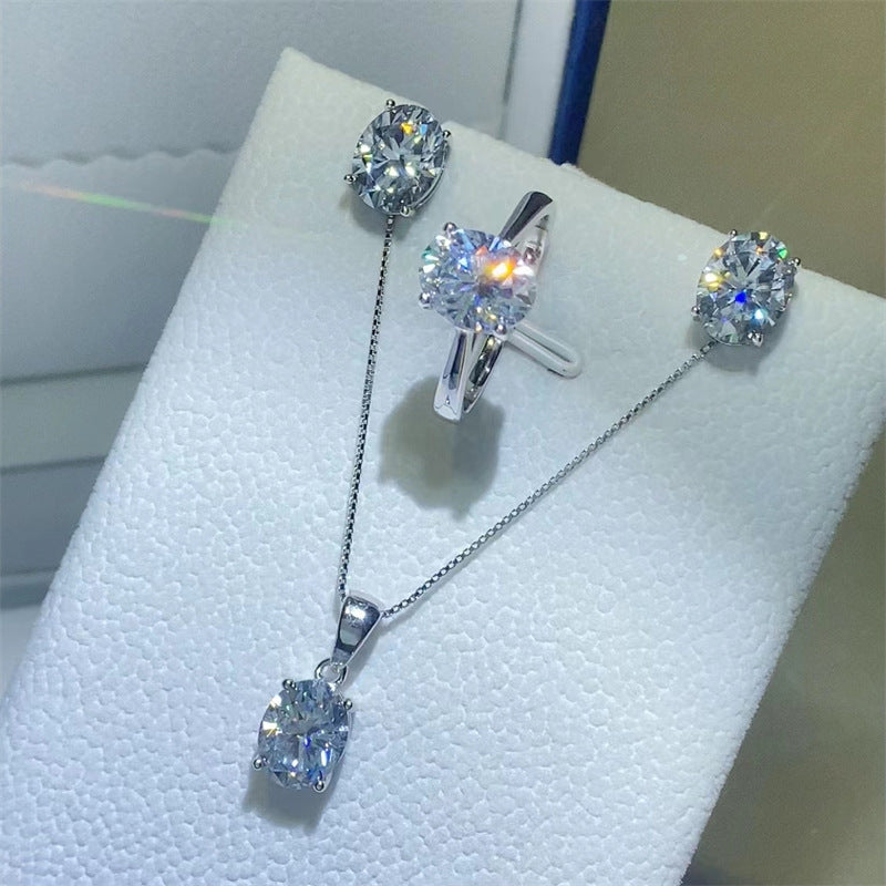 Oval Moissanite Ring, Stud Earrings & Pendant Jewelry Collection product image