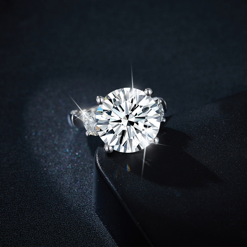 Round Moissanite Ring for Women, 13mm Statement Engagement Ring product image