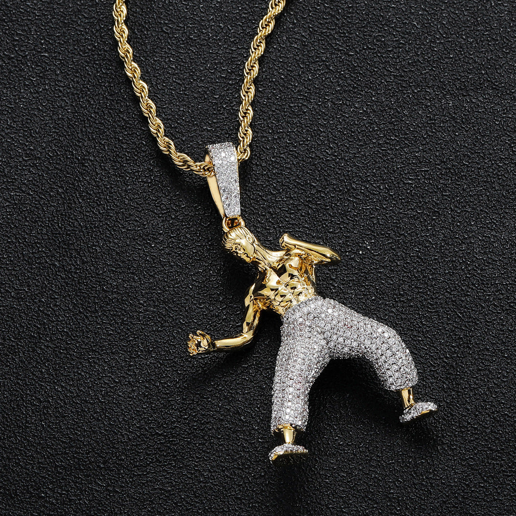 Hip Hop Dragon Cubic Zirconia Pendant Necklace for Men and Women