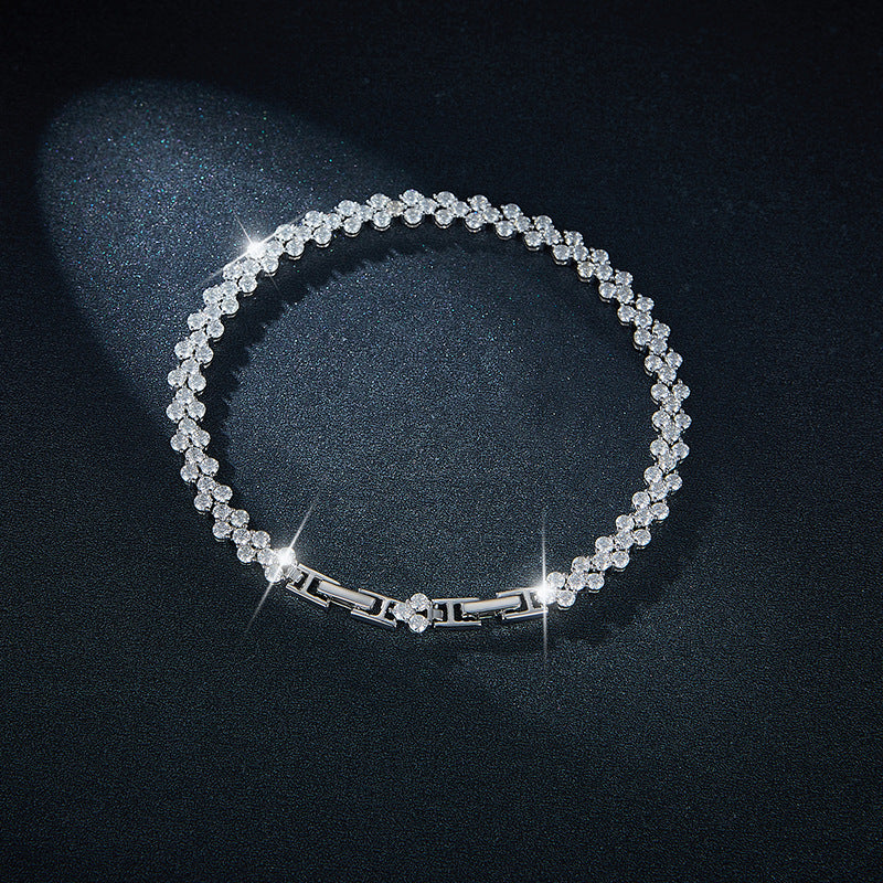 925 Sterling Silver Moissanite Cluster Bracelet, 2.5mm Irregular V-Shape product image