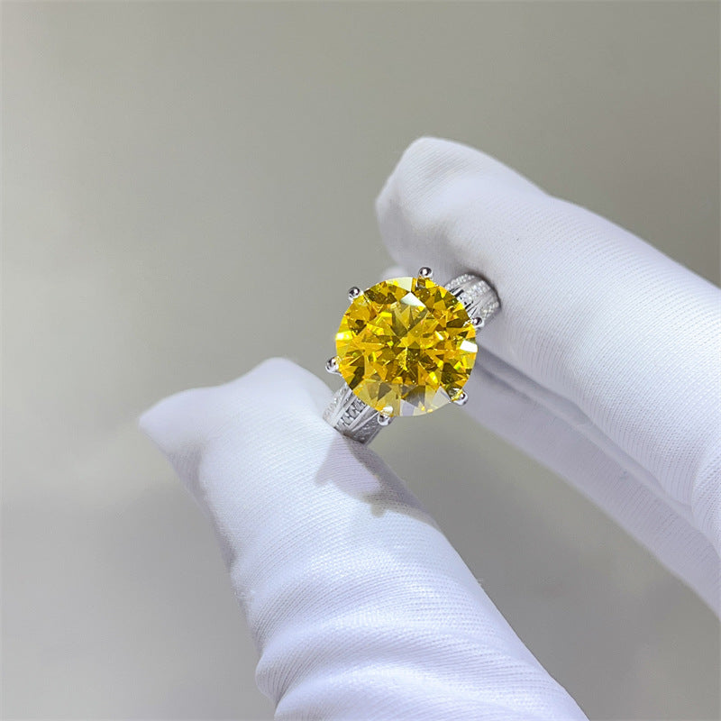 5 Carat Yellow Moissanite Ring for Women, Pavé Split Shank Engagement Ring product image