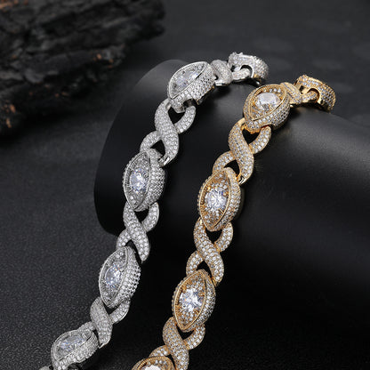 Iced Out Infinity Eye Cuban Link Chain Bracelet & Necklace 15MM