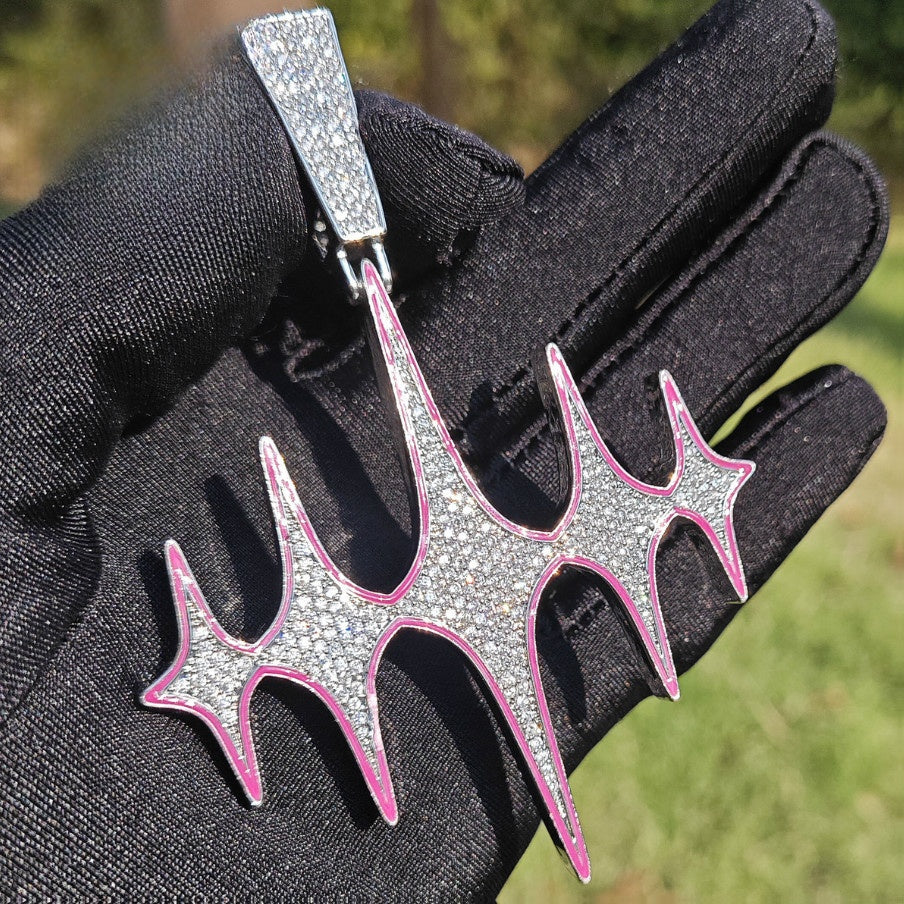 Iced Out Starburst Pendant Necklace for Men