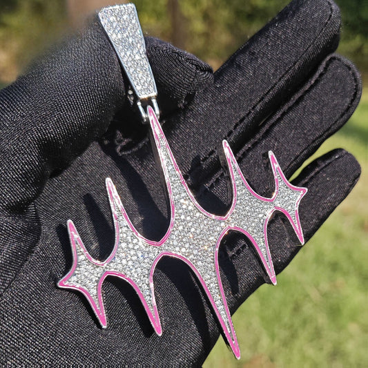 Iced Out Starburst Pendant Necklace for Men