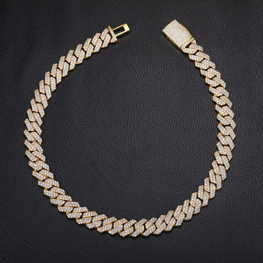 12mm Iced Out Double Row Cuban Link Chain Necklace or Bracelet in Moissanite Look alternate product image