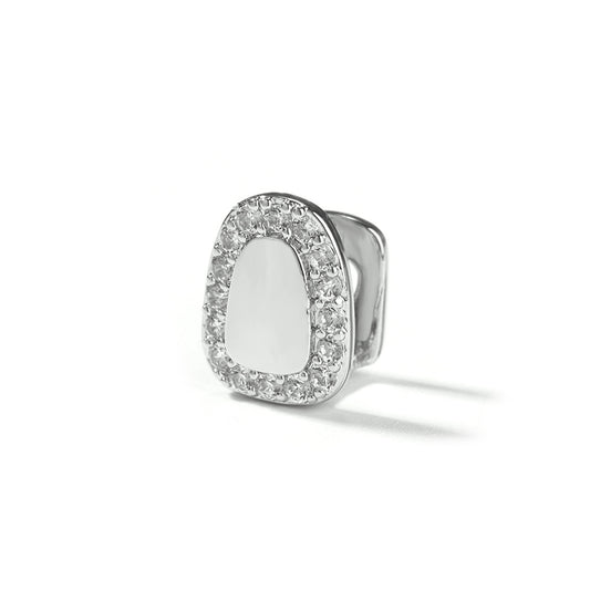 European Style Crystal Tooth Charm for Women – Gold or Silver Plated Copper Statement Dental Jewelry