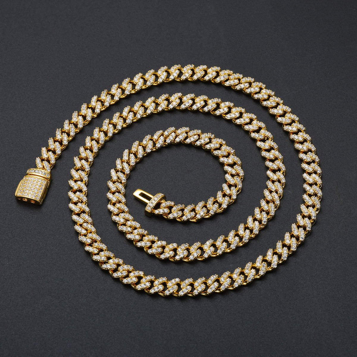 Iced Out Cuban Link Chain Necklace for Men & Women – Geometric Zircon Pendant-Free Statement Hip Hop Jewelry product image