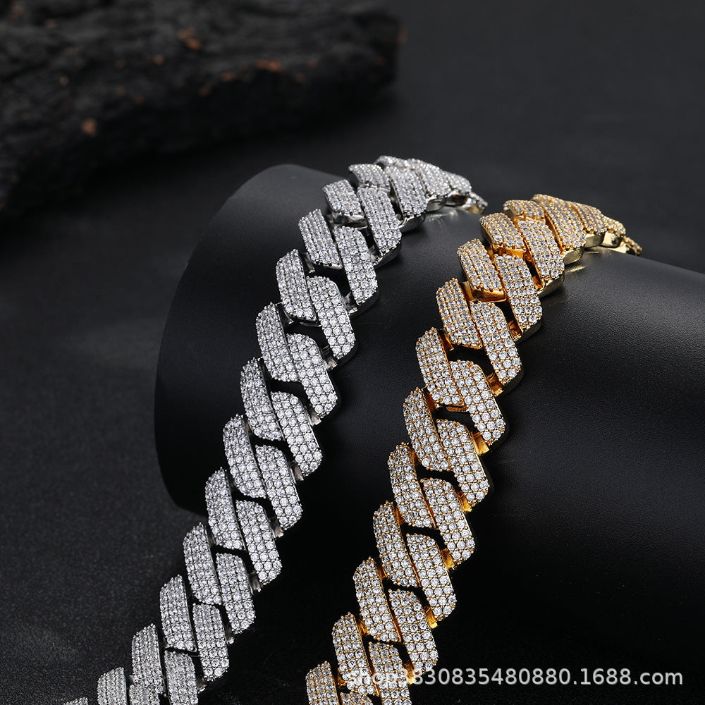 20mm Iced Cuban Link Chain Necklace & Bracelet, Cubic Zirconia Inlay, Unisex product image