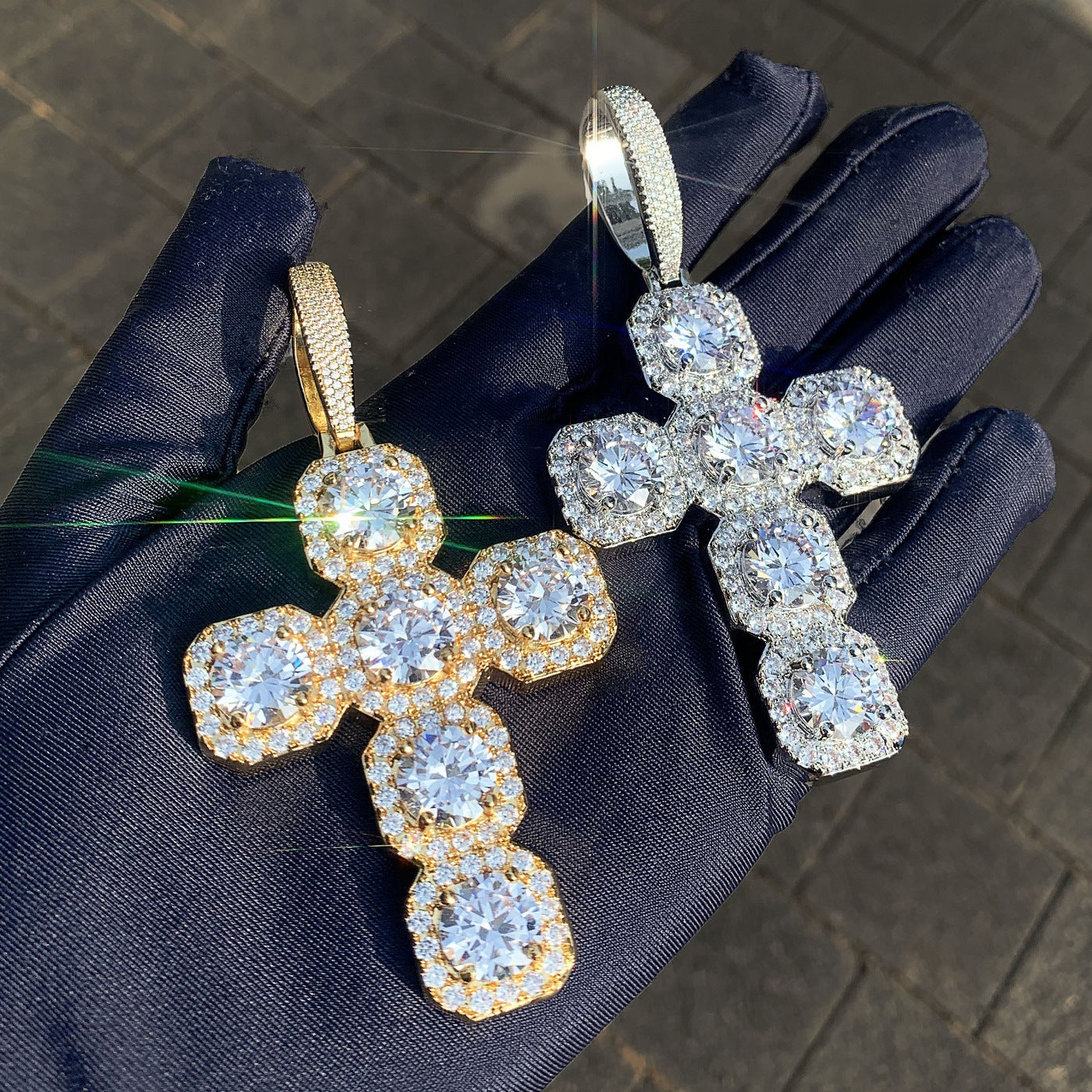 Unisex Iced Out Cross Statement Necklace