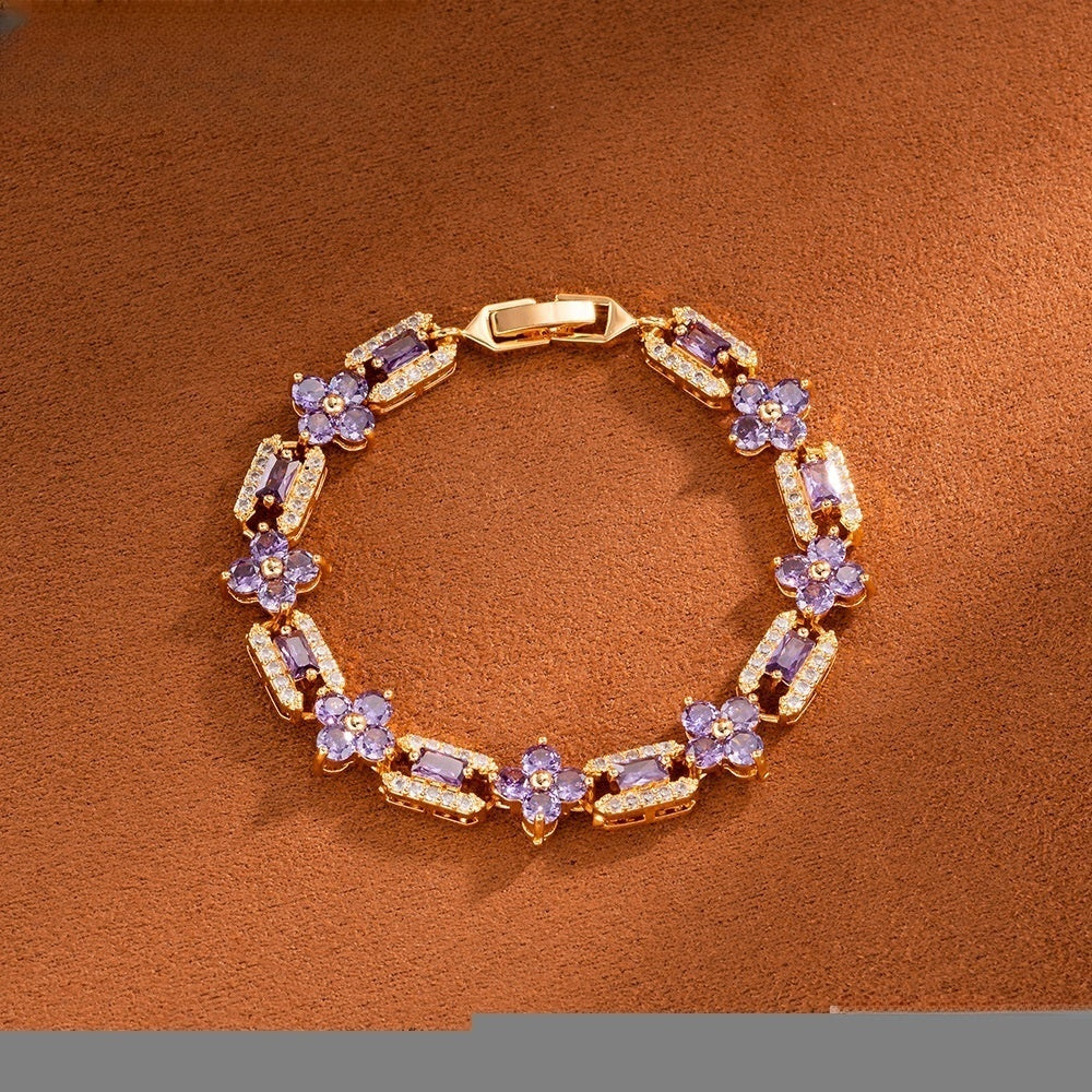 Floral Link Bracelet for Women Gift