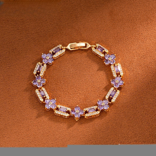 Floral Link Bracelet for Women Gift