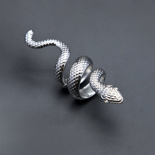 Unisex Snake Statement Ring – Gold Plated or Silver Plated Hip Hop Style Wrap Ring, Size 8
