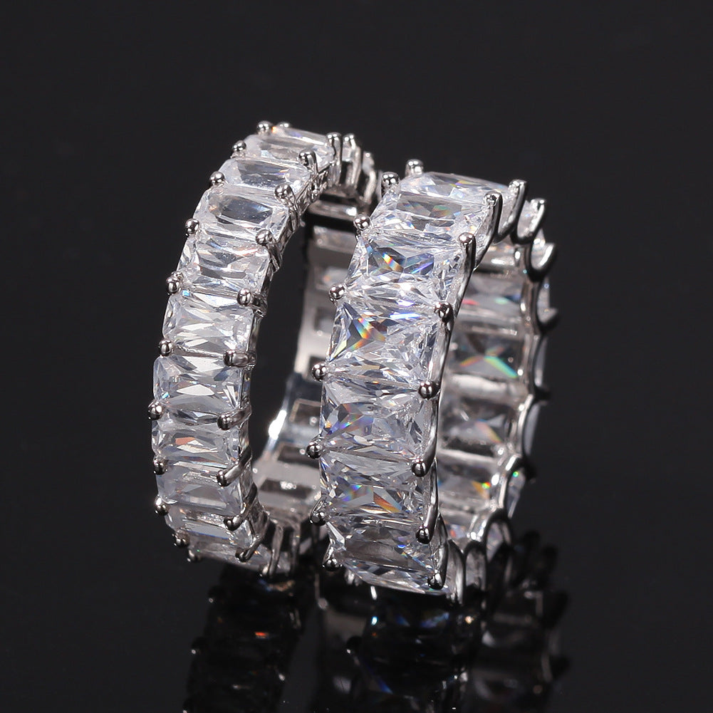 Men’s Iced Out Cubic Zirconia Eternity Ring – Gold Plated, Silver Tone & 925 Sterling Silver Narrow Band