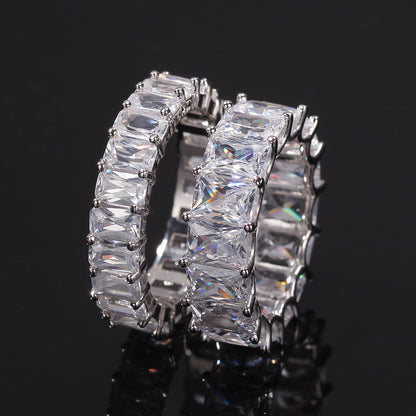Men’s Iced Out Cubic Zirconia Eternity Ring – Gold Plated, Silver Tone & 925 Sterling Silver Narrow Band