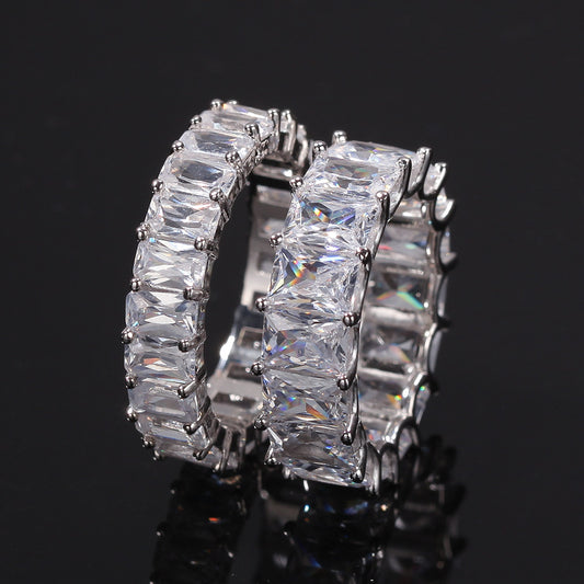 Men’s Iced Out Cubic Zirconia Eternity Ring – Gold Plated, Silver Tone & 925 Sterling Silver Narrow Band
