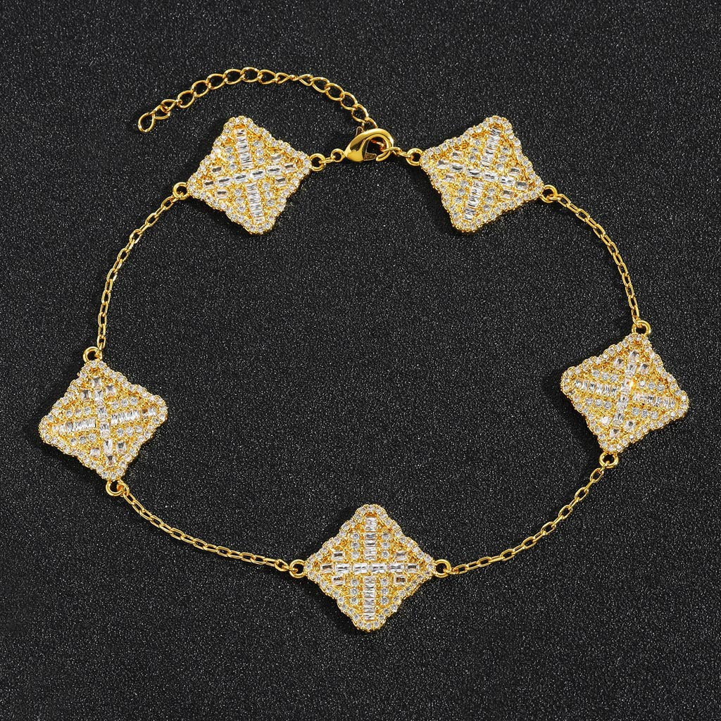 Light Luxury Cross Floral Cubic Zirconia Bracelet for Men