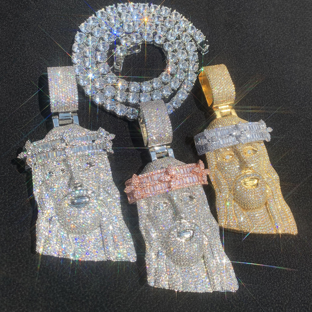 Iced Out Pharaoh Pendant Necklace for Men product image