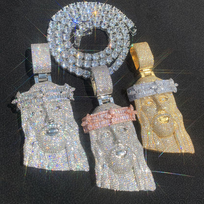 Iced Out Pharaoh Pendant Necklace for Men
